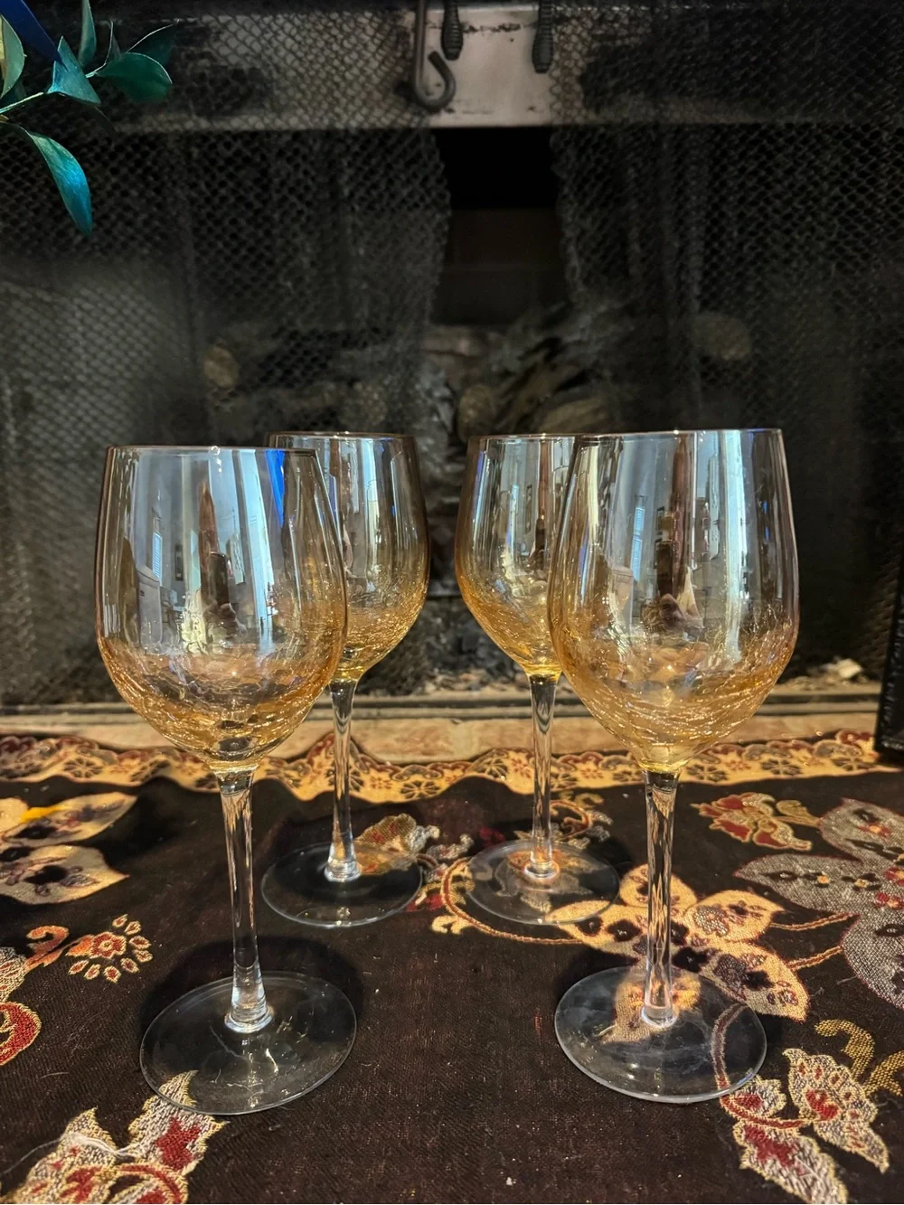 Pier 1 Amber Crackle Golden Luster  9